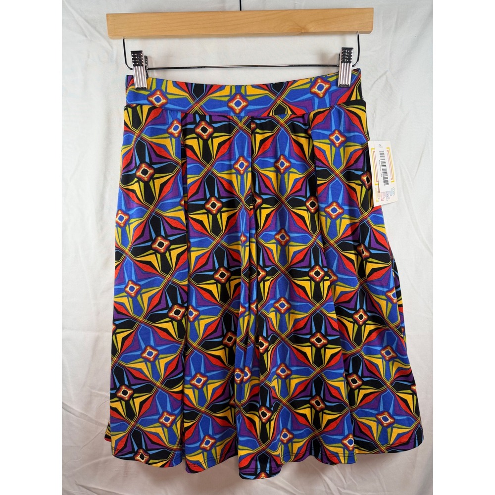 LulaRoe Madison Skirt Womens XS NWT Geometric Kaleidoscope Print Pockets Pleated